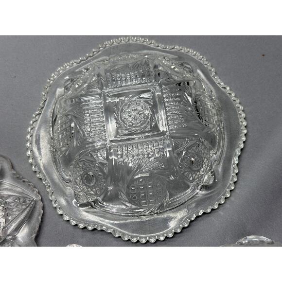 Vintage 2 Clear Dome Butter Dishes/McKee Aztec Sunburst/US Glass Pennsylvania - Picture 5 of 7